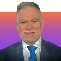 Jürgen Fiedler, Vorstand, CRO, auf farbigem Hintergrund