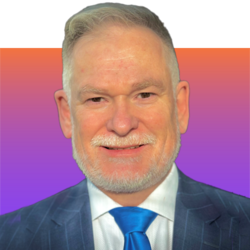 Jürgen Fiedler, Vorstand, CRO, auf farbigem Hintergrund